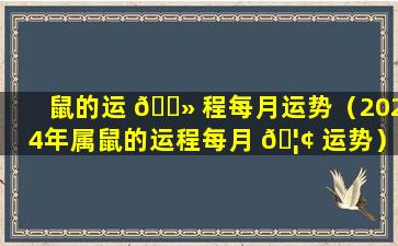 鼠的运 🌻 程每月运势（2024年属鼠的运程每月 🦢 运势）